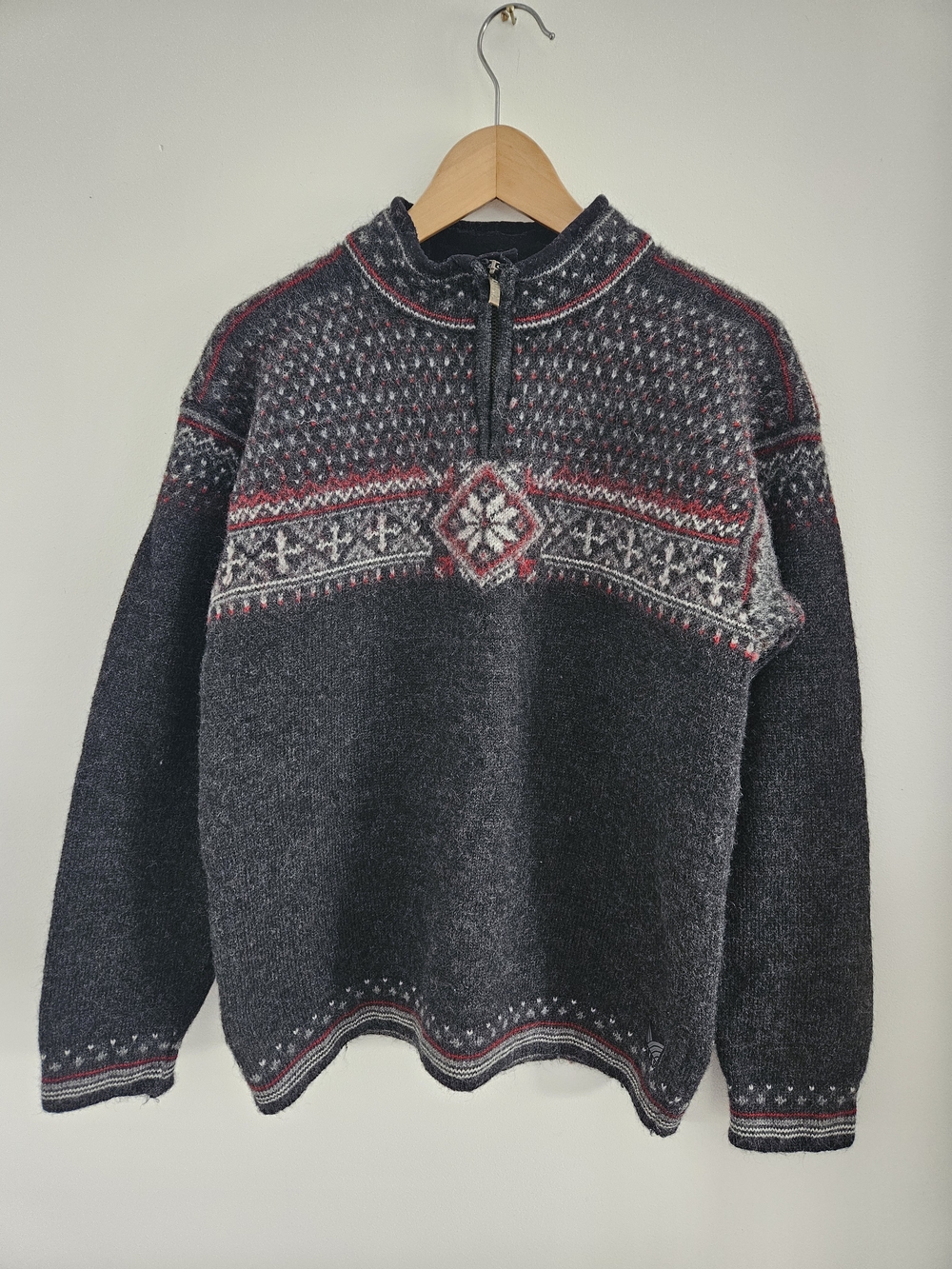Dale Of Norway Nordic Half-Zip Wool Sweater Mens Large Fair Isle